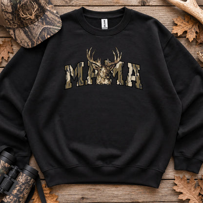 Camo Deer Hunting Mama Sweatshirt in Black