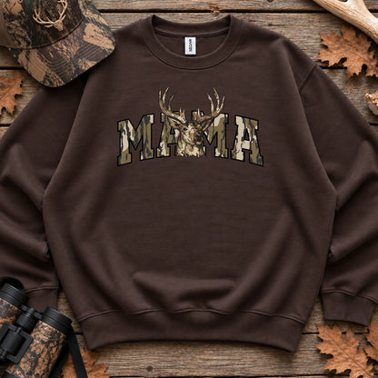 Camo Deer Hunting Mama Sweatshirt in Dark Chocolate