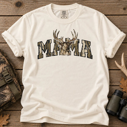 Camo Deer Hunting Mama T-Shirt in Ivory