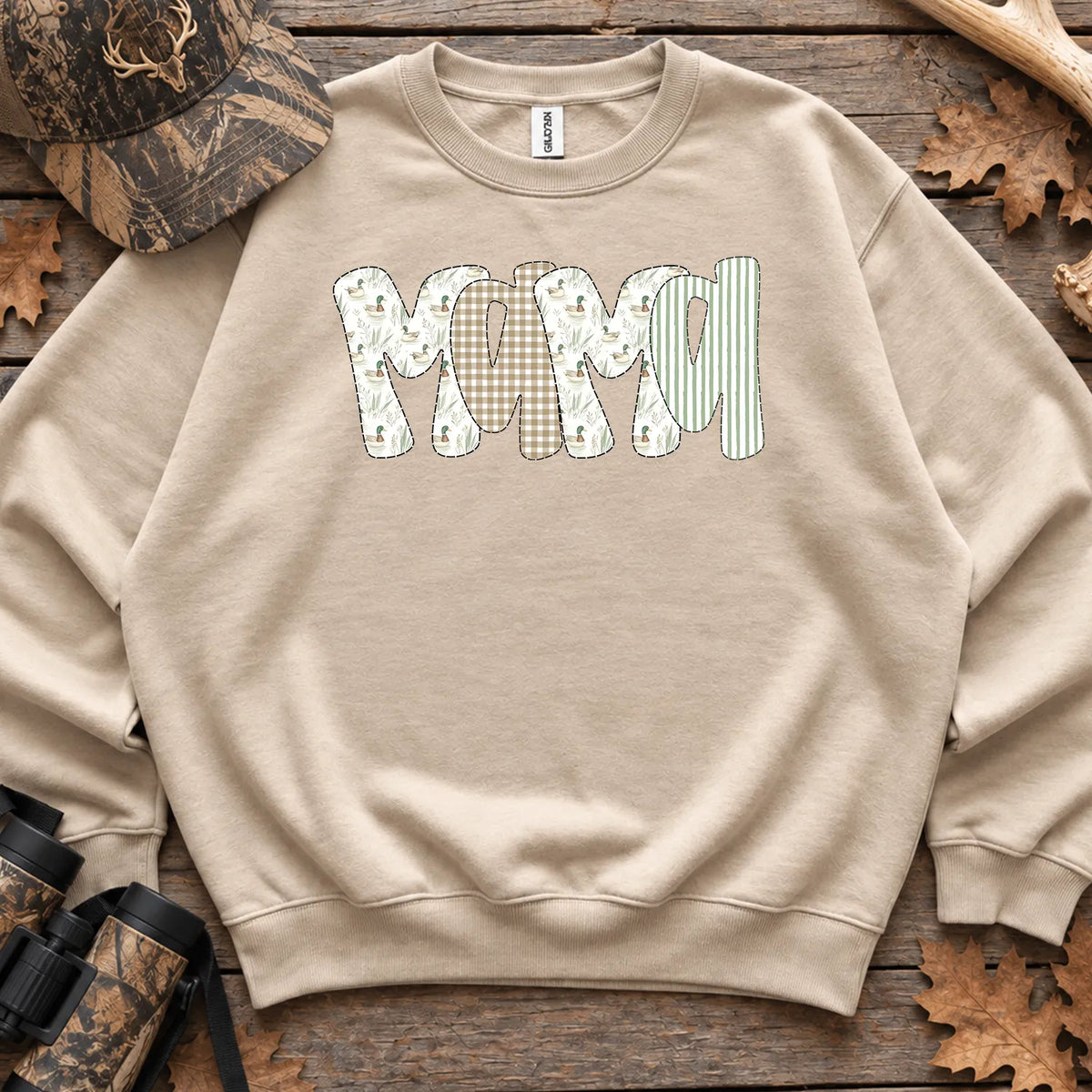 Camo Duck Hunting Mama Script Sweatshirt in Sand