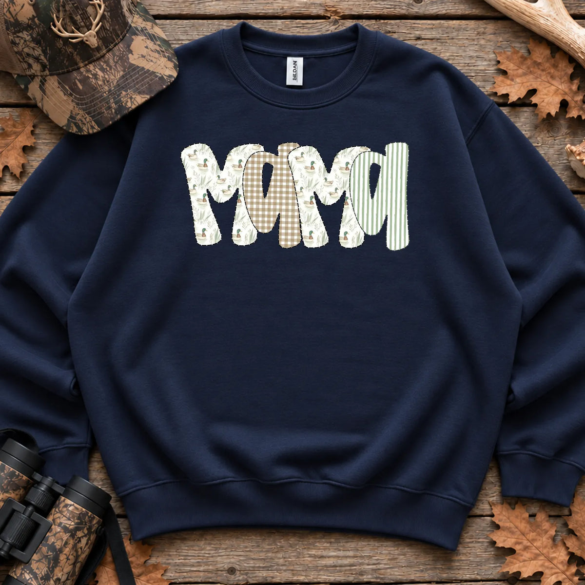 Camo Duck Hunting Mama Script Sweatshirt in Navy