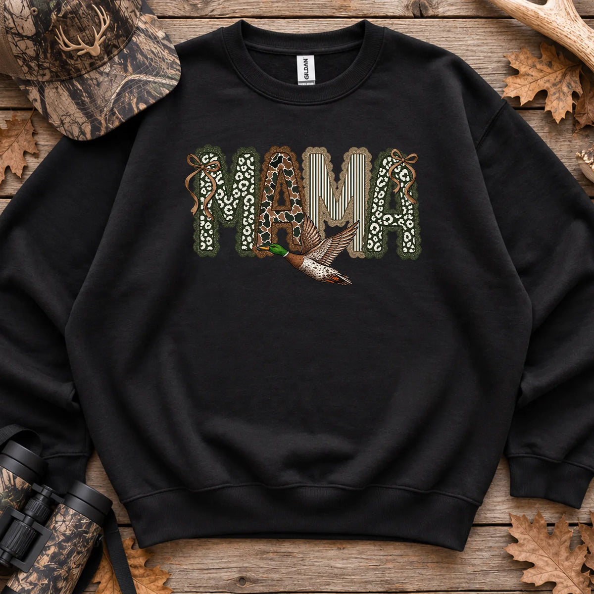 Camo Duck Hunting Mama Sweatshirt in Black