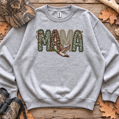 Camo Duck Hunting Mama Sweatshirt in Sport Grey