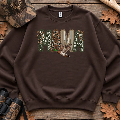 Camo Duck Hunting Mama Sweatshirt in Dark Chocolate