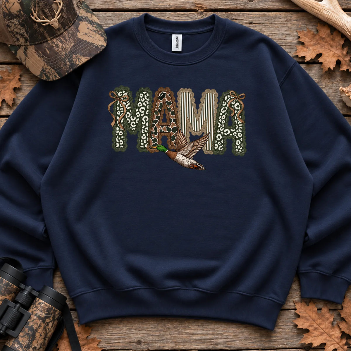 Camo Duck Hunting Mama Sweatshirt in Navy