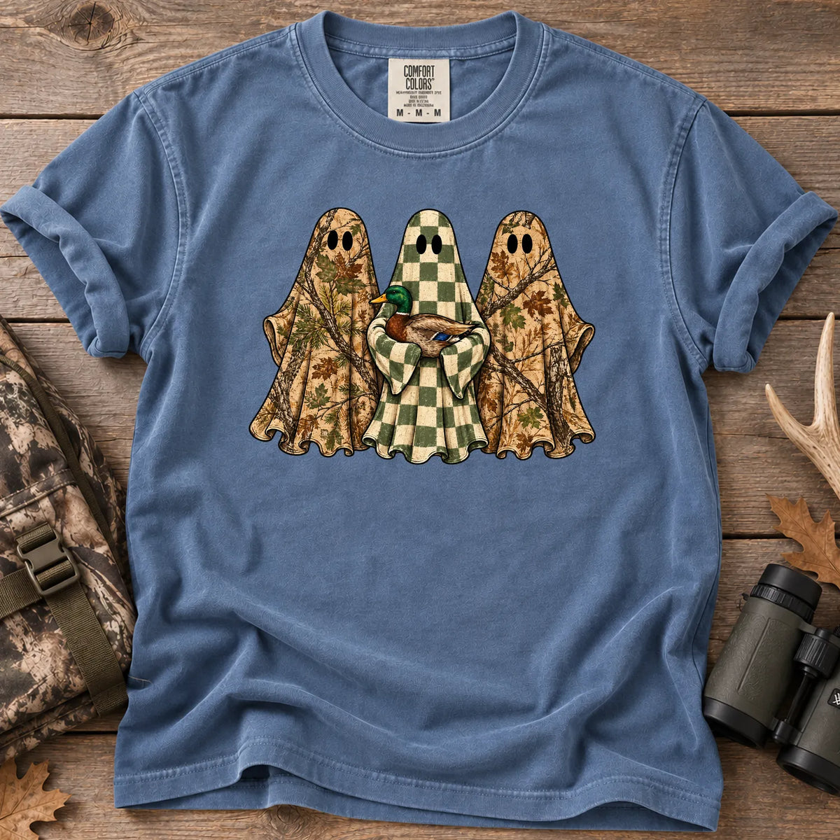 Camo Ghost Hunting T-Shirt in Blue Jean