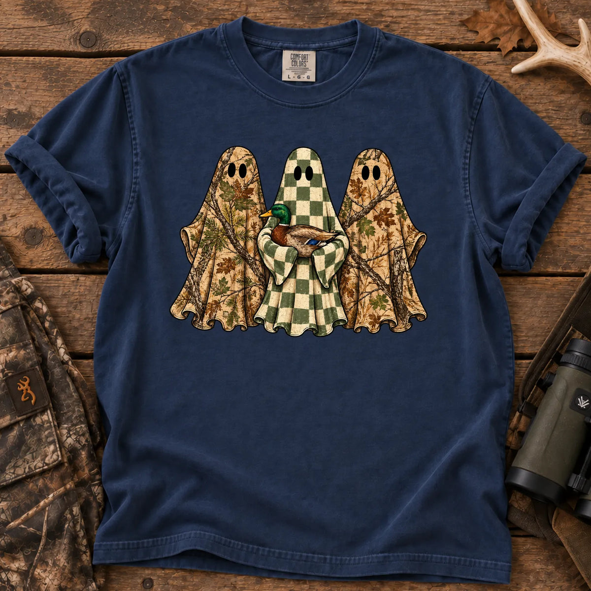 Camo Ghost Hunting T-Shirt in True Navy