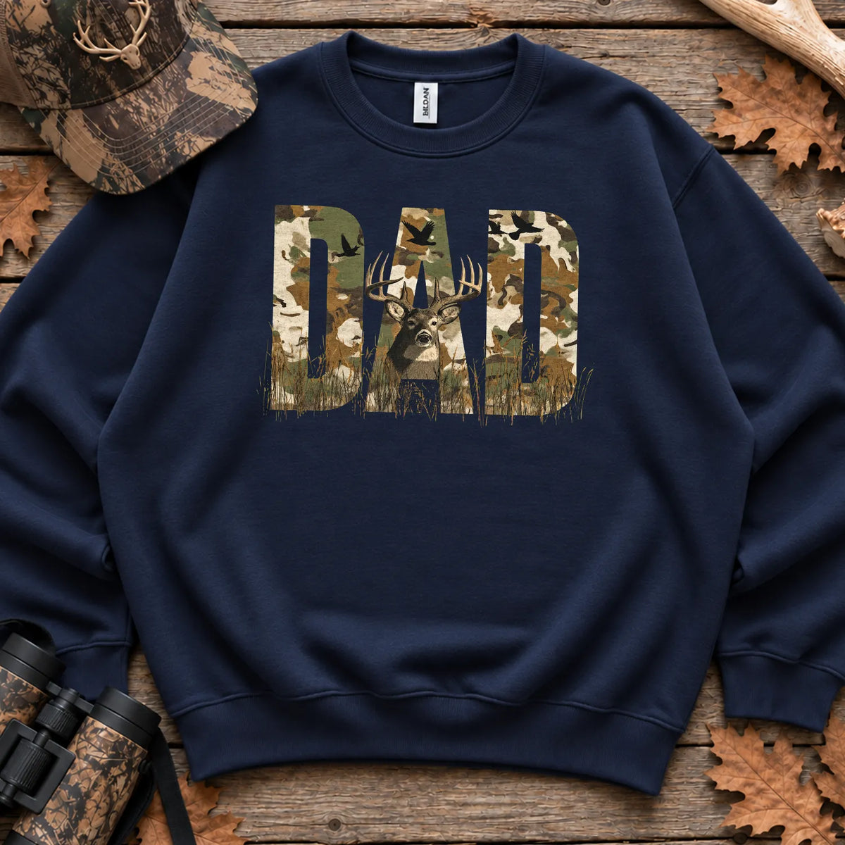 Camo Hunting Dad Forest Sweatshirt in Navy