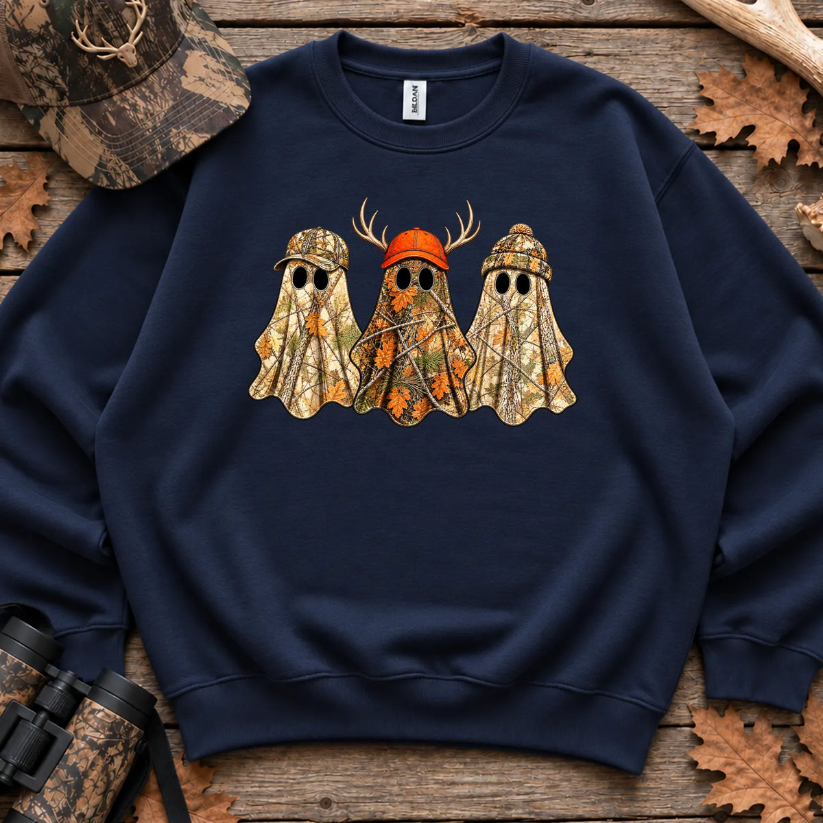Camo Hunting Ghost Trio Sweatshirt in Navy