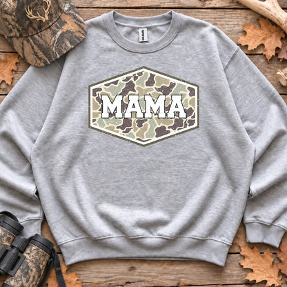Camo Hunting Mama Badge Sweatshirt in Sport Grey
