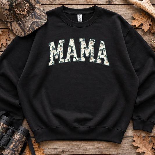 Camo Hunting Mama Block Text Sweatshirt in Black