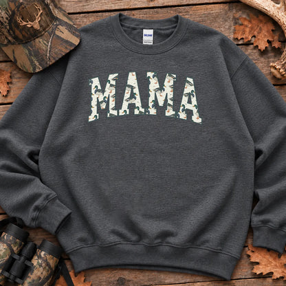Camo Hunting Mama Block Text Sweatshirt in Dark Heather