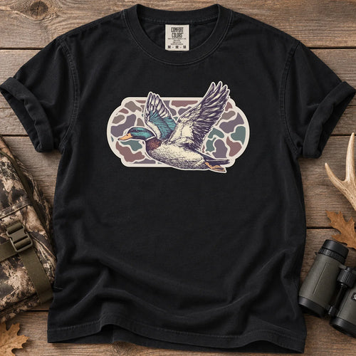 Camo Mallard Flight T-Shirt in Black