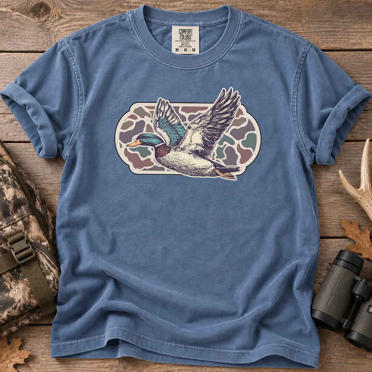 Camo Mallard Flight T-Shirt in Blue Jean