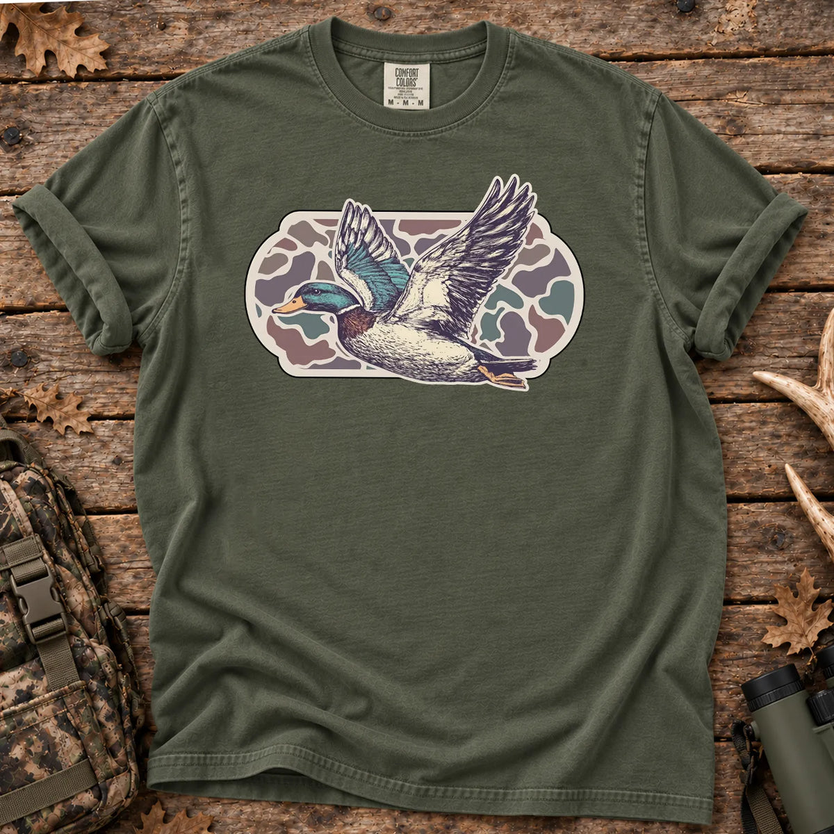 Camo Mallard Flight T-Shirt in Moss