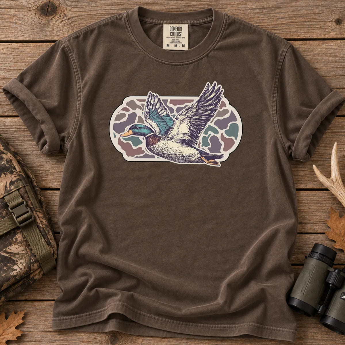 Camo Mallard Flight T-Shirt in Espresso