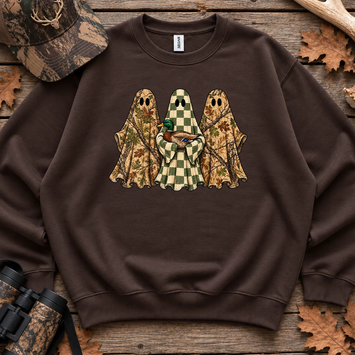 Camo Mallard Ghost Trio Sweatshirt in Dark Chocolate