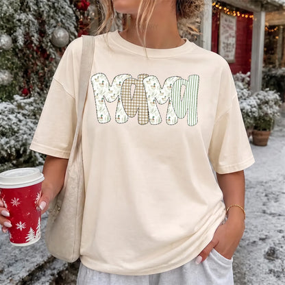 Camo Mallard Mama T-Shirt Women model in Ivory