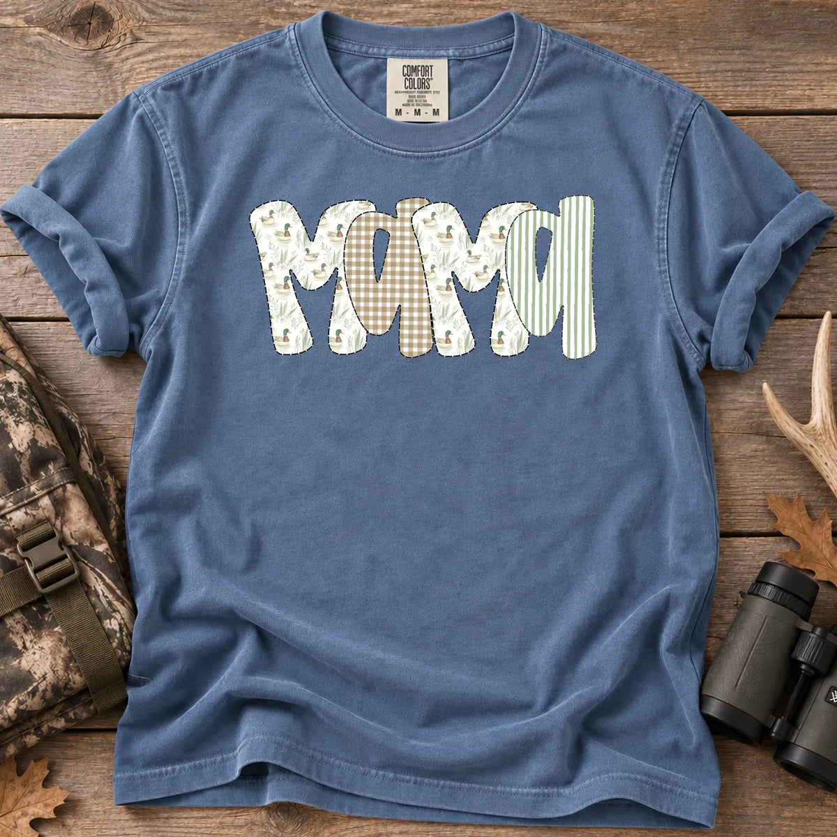 Camo Mallard Mama T-Shirt in Blue Jean