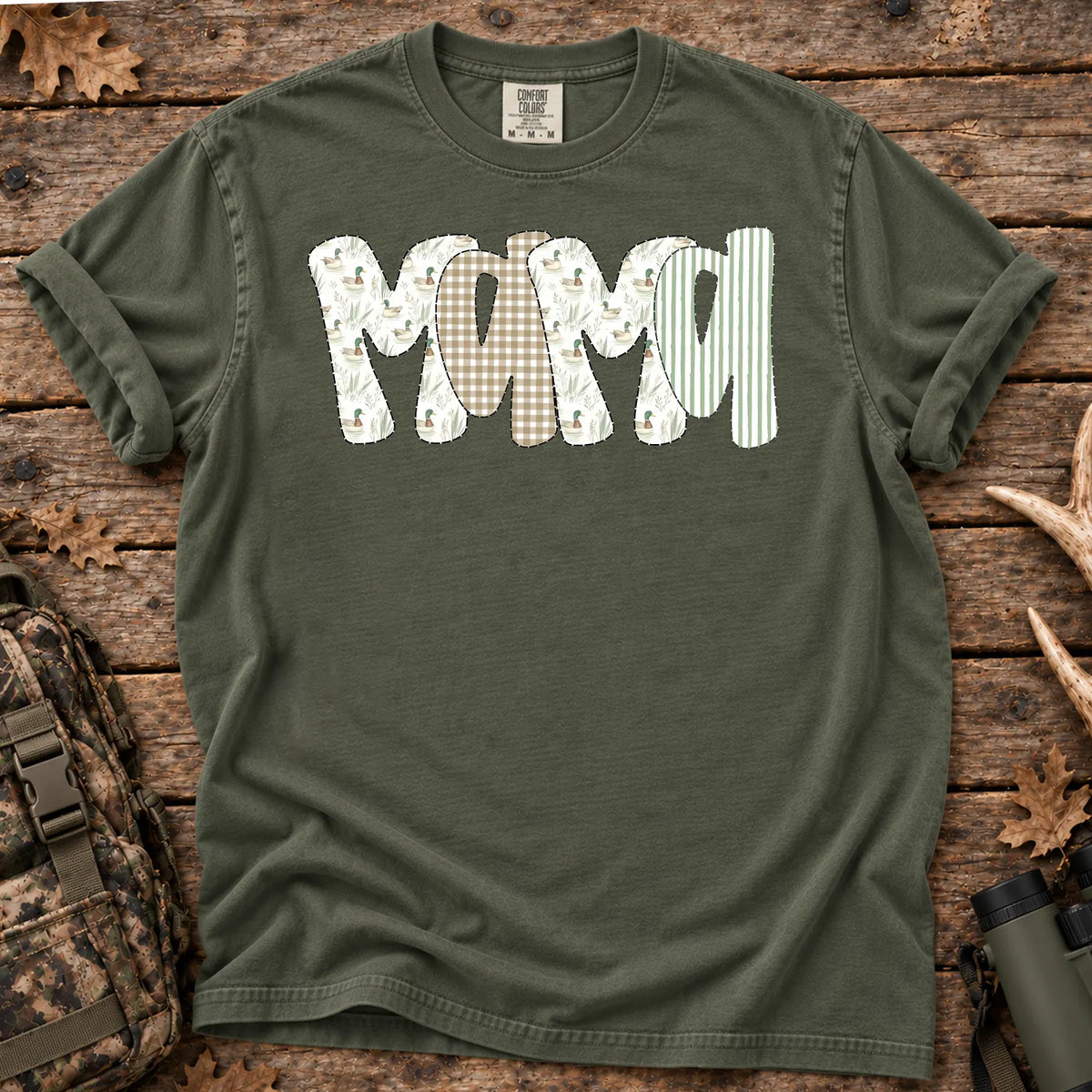 Camo Mallard Mama T-Shirt in Moss