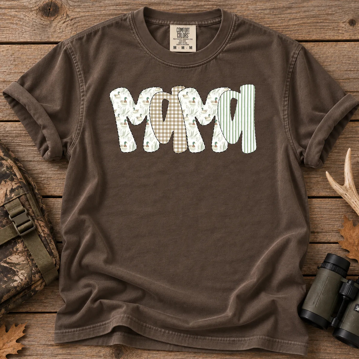 Camo Mallard Mama T-Shirt in Espresso