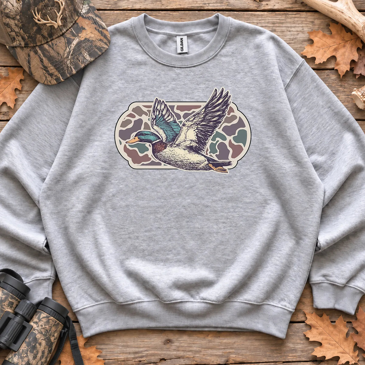 Camo Mallards Fall Sweatshirt in Sport Grey
