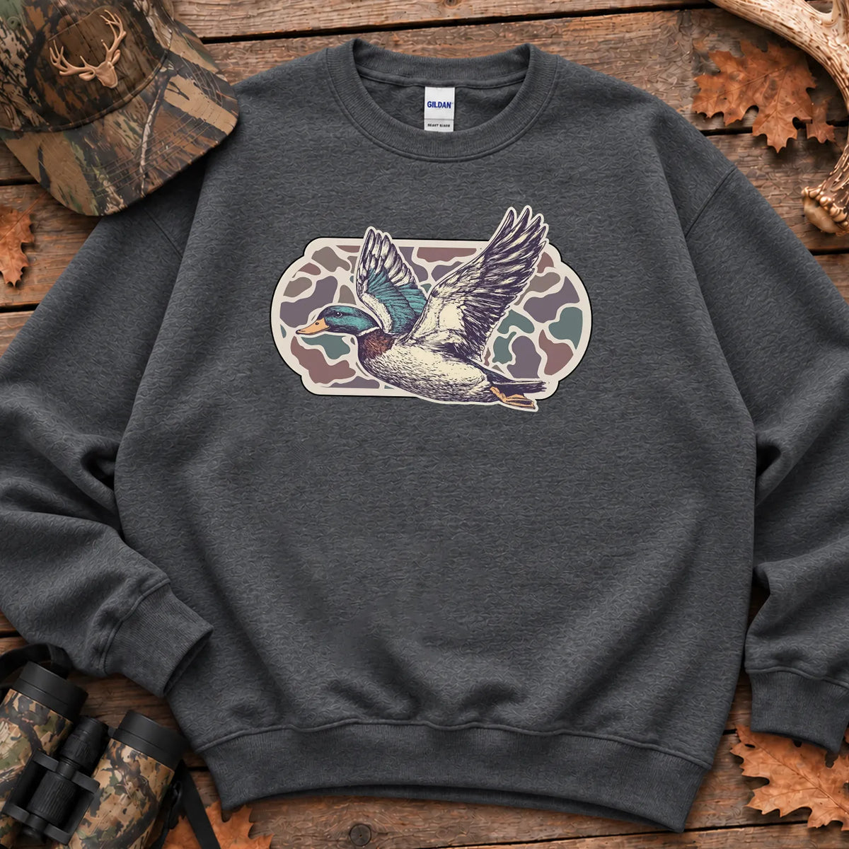 Camo Mallards Fall Sweatshirt in Dark Heather