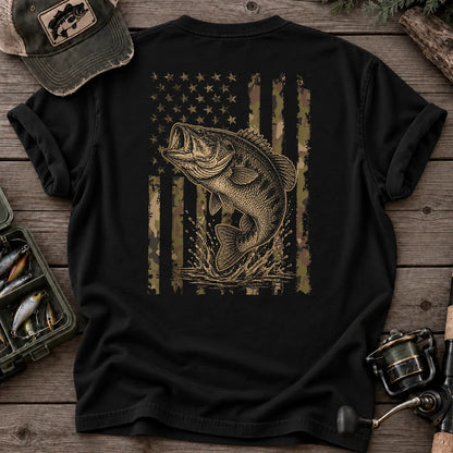 Camouflage American Flag Bass T-Shirt in Black