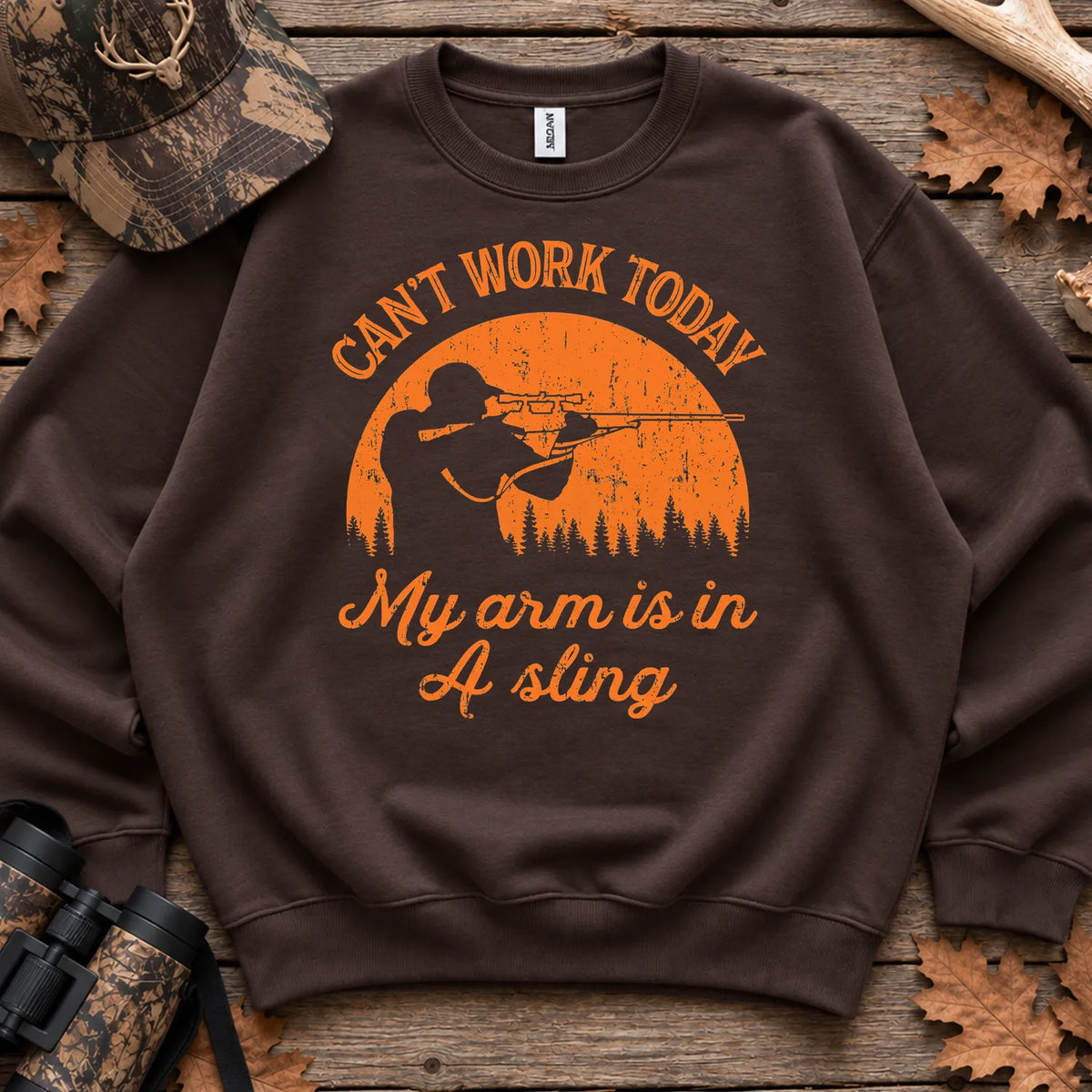 Cant Work My Arm Is in a Sling Sweatshirt in Dark Chocolate