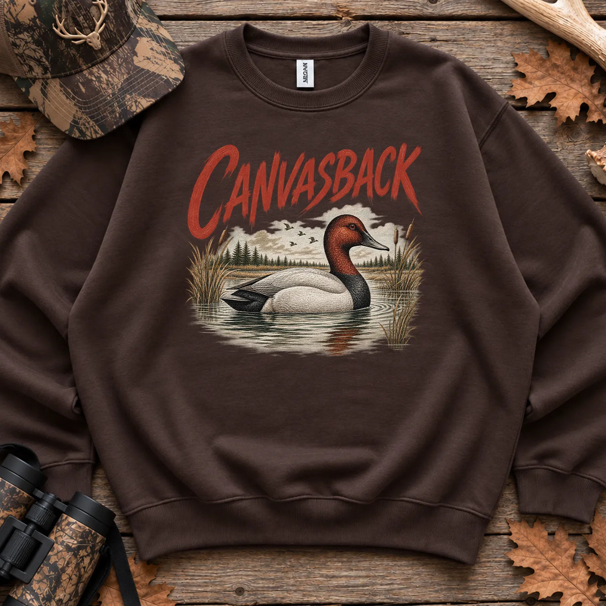 Canvasback Duck Sweatshirt in Dark Chocolate