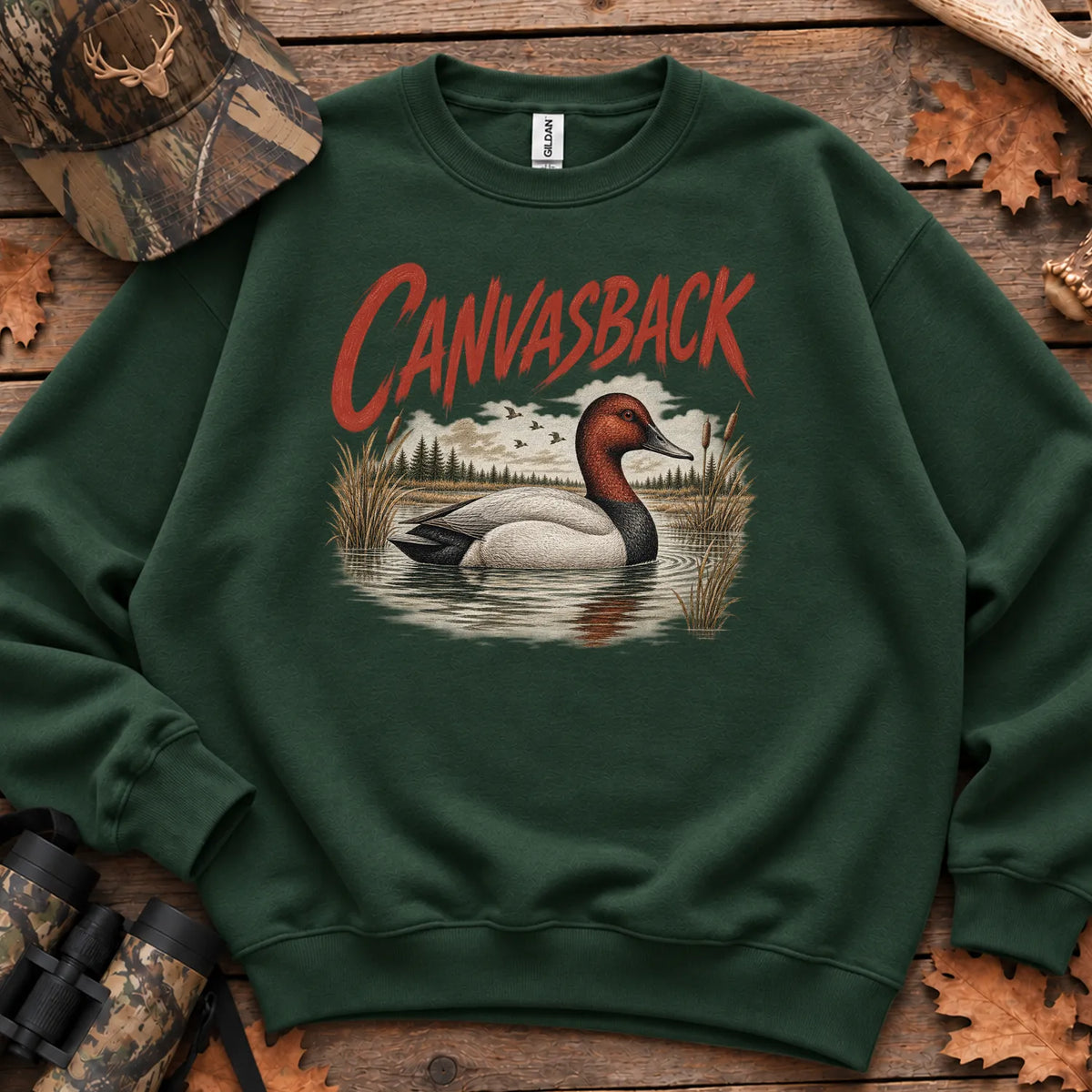 Canvasback Duck Sweatshirt in Forest Green