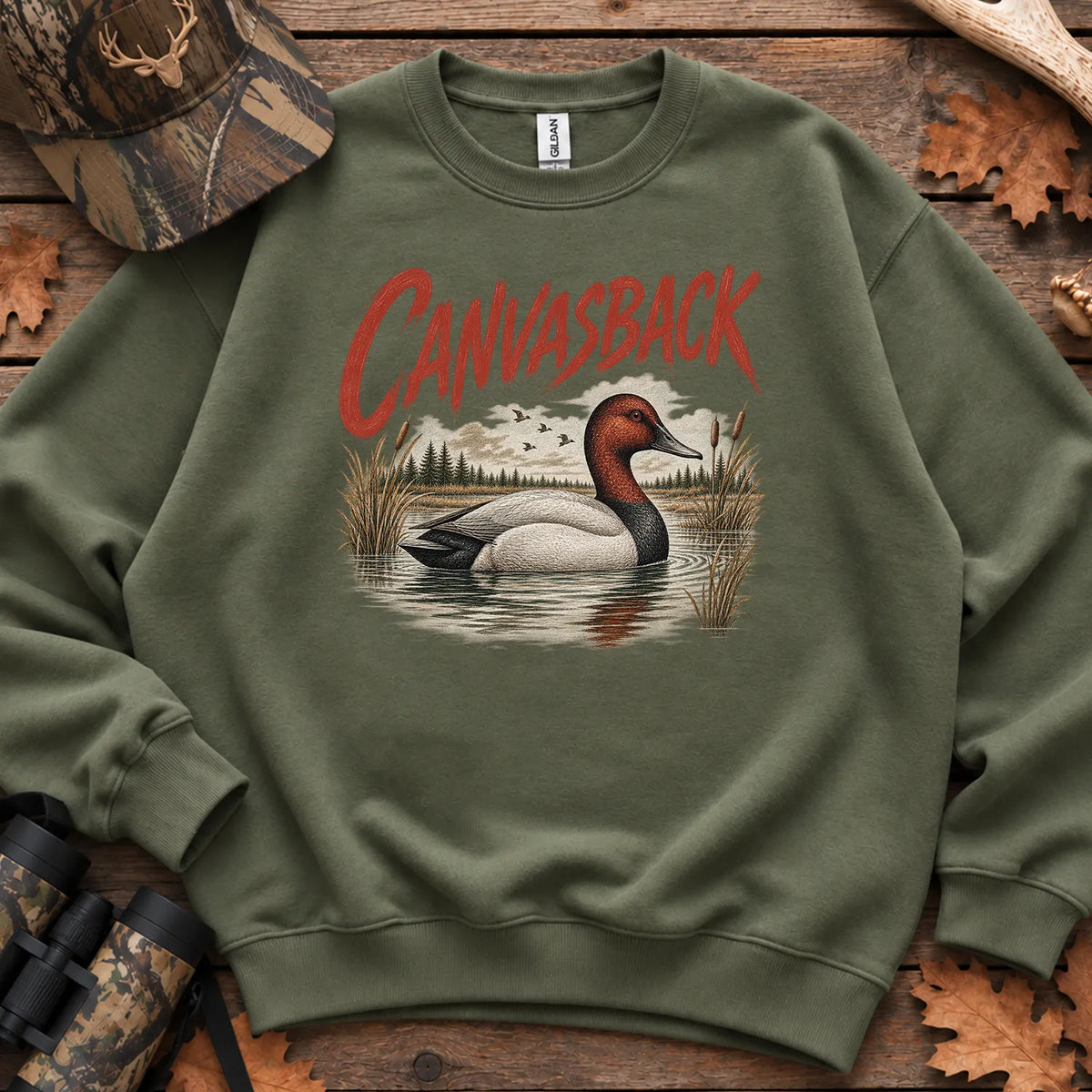 Canvasback Duck Sweatshirt in Military Green