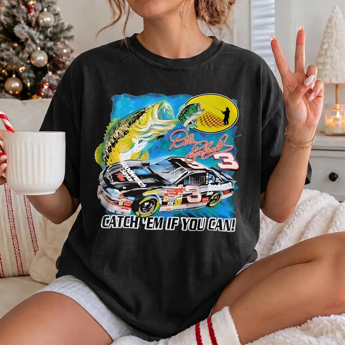 Catch Em If You Can T-Shirt Women model in Black