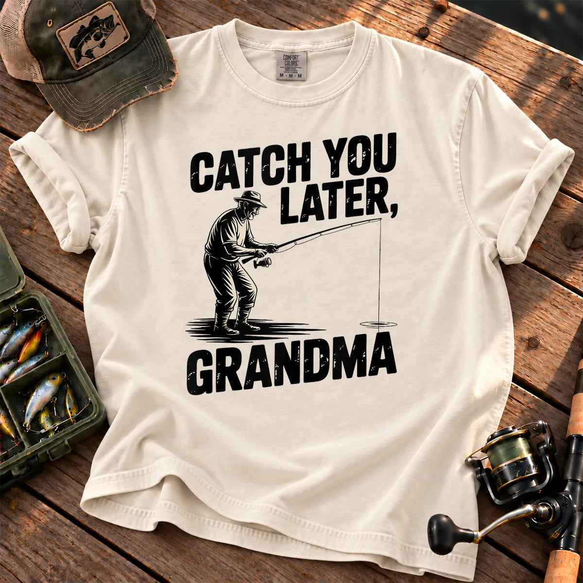 Catch You Later Grandma Fishing T-Shirt in Ivory