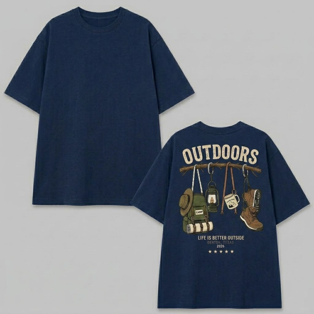 Outdoors Life Is Better Outside Tee,Personalized Outdoors Shirt, Custom Camping Trip T-Shirt