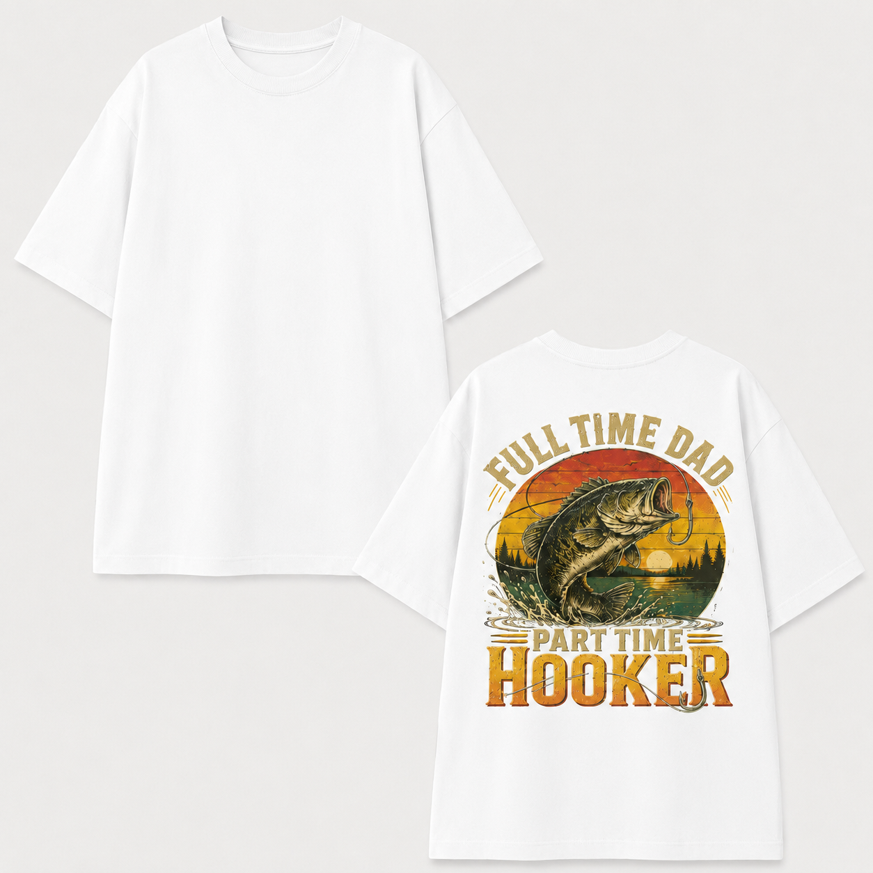 Full Time Dad Part Time Hooker Shirt Funny Fishing Tee, Fishing Gifts for Men, Fathers Day Gift for Husband Papa