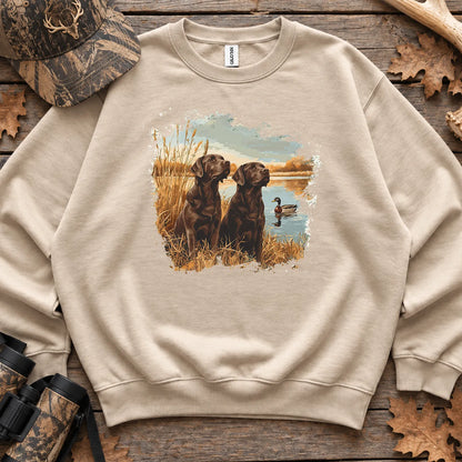 Chocolate Labs and Mallards Sweatshirt in Sand