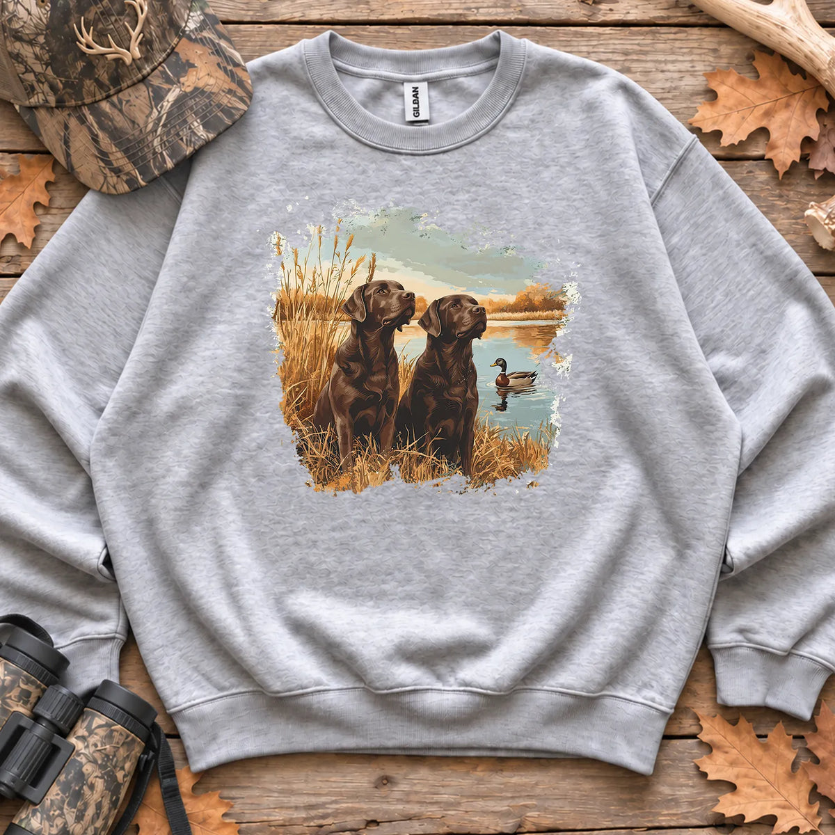 Chocolate Labs and Mallards Sweatshirt in Sport Grey