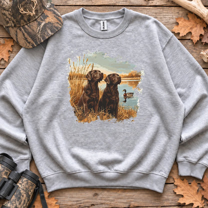 Chocolate Labs and Mallards Sweatshirt in Sport Grey