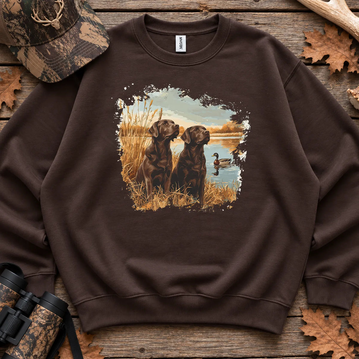 Chocolate Labs and Mallards Sweatshirt in Dark Chocolate