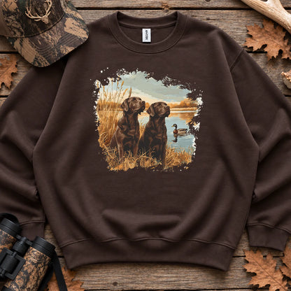 Chocolate Labs and Mallards Sweatshirt in Dark Chocolate