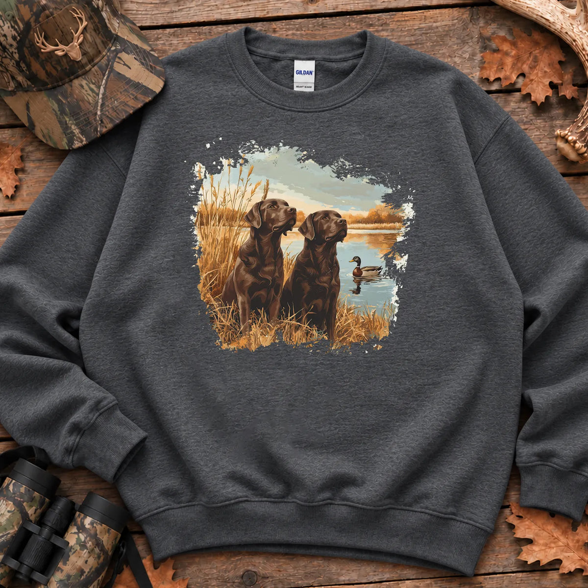 Chocolate Labs and Mallards Sweatshirt in Dark Heather