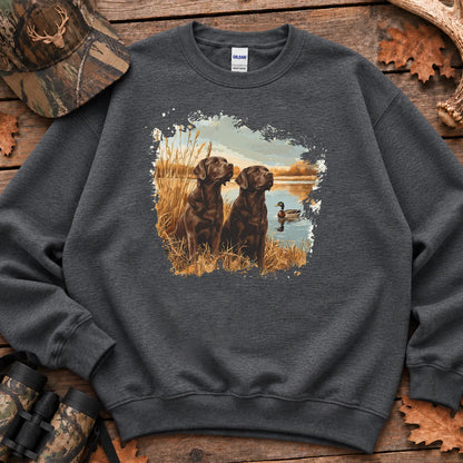 Chocolate Labs and Mallards Sweatshirt in Dark Heather