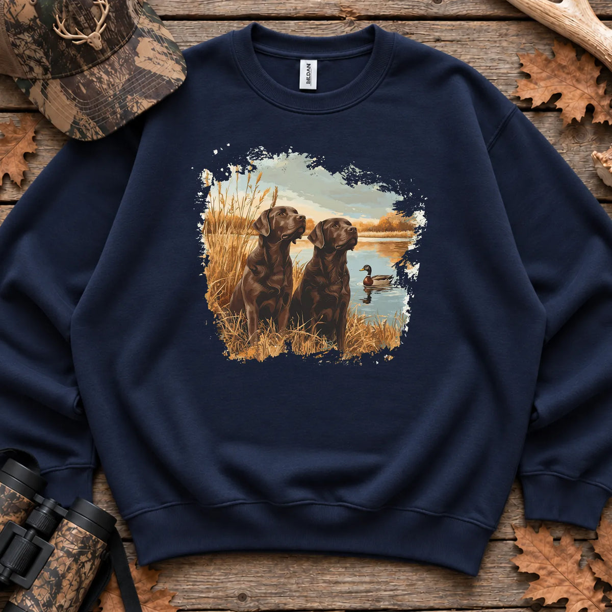 Chocolate Labs and Mallards Sweatshirt in Navy