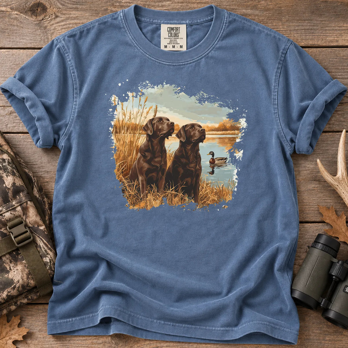 Chocolate Labs Mallard T-Shirt in Blue Jean
