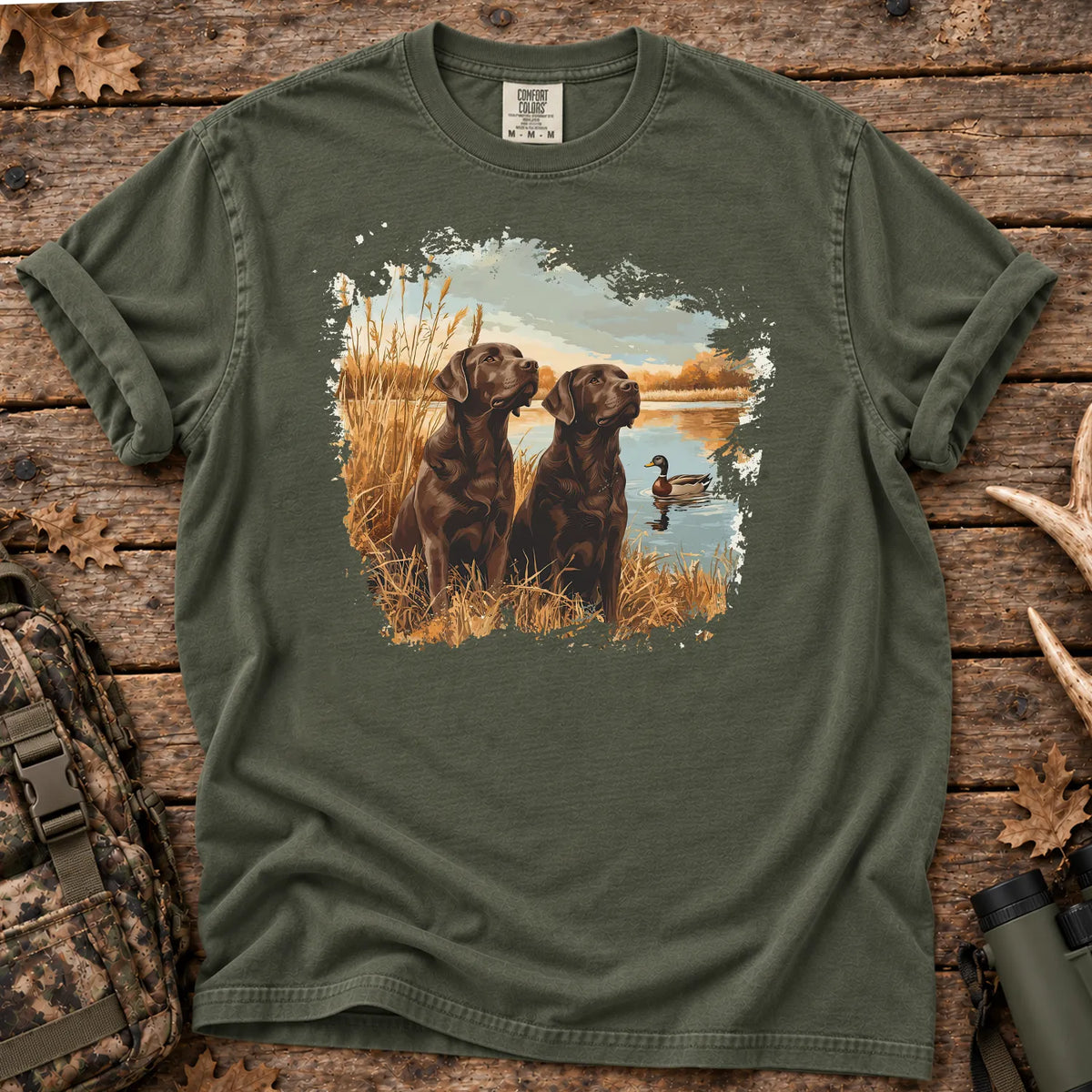 Chocolate Labs Mallard T-Shirt in Moss