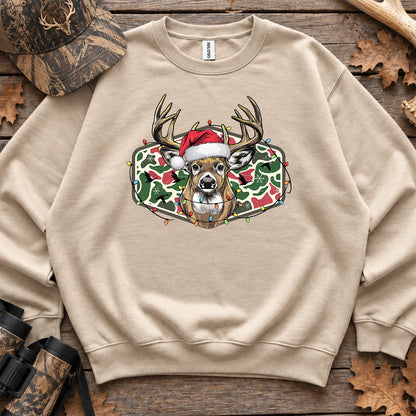 Christmas Camo Deer Bow Sweatshirt in Sand