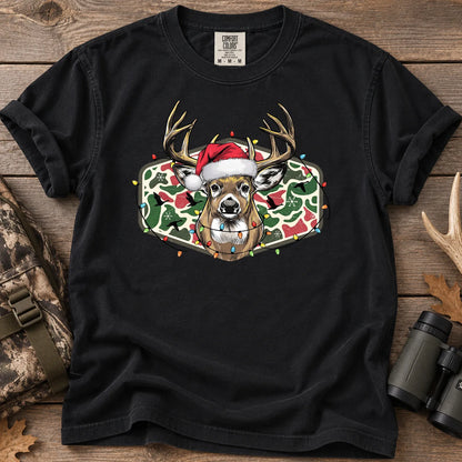 Christmas Deer Camo T-Shirt in Black
