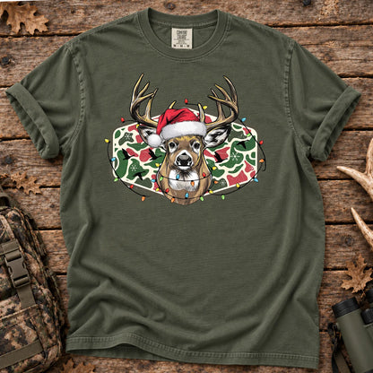 Christmas Deer Camo T-Shirt in Moss