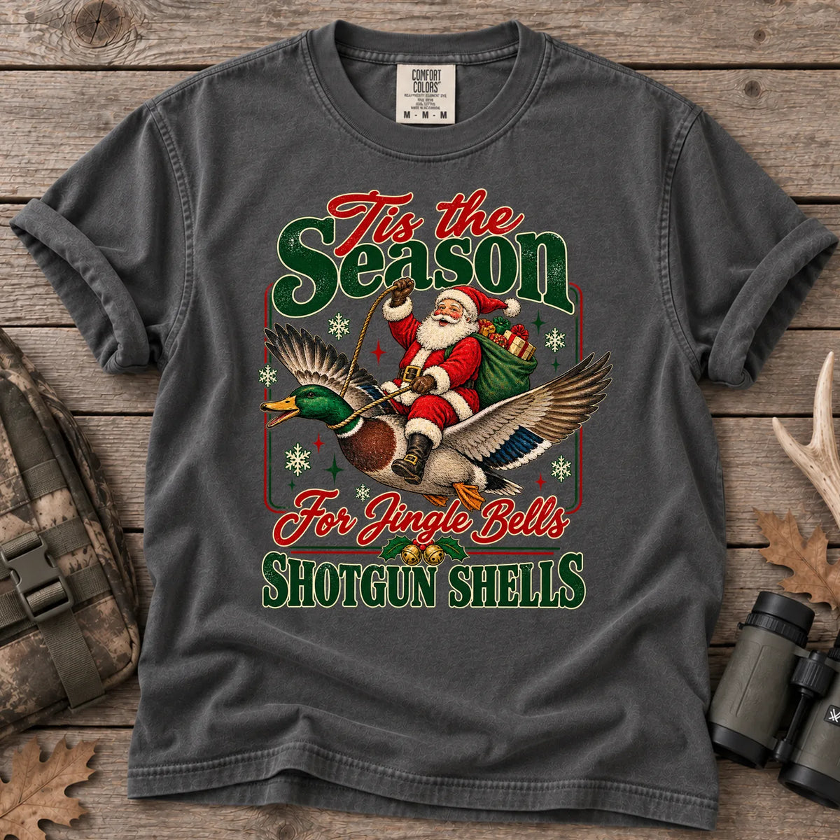 Christmas Duck Hunting T-Shirt in Pepper